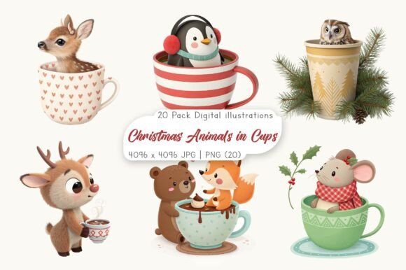 Christmas Animals in Cups Clipart: A Designer’s Review for Branding and Marketing