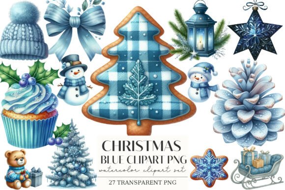 Christmas Blue Clipart PNG for Illustrations
