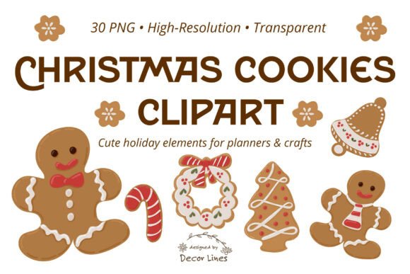 Christmas Cookies Clipart – 30 PNG Gin