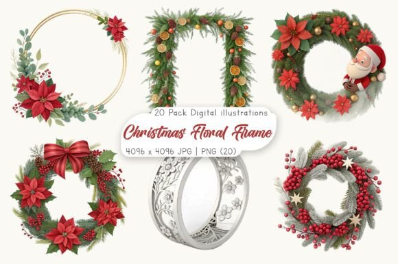 Christmas Floral Frame Clipart Bundle: A Brand Designer’s Review of Premium Illustrations