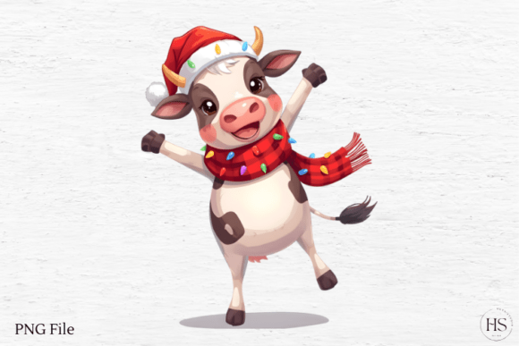 Christmas Funny Cow, Christmas Cow PNG