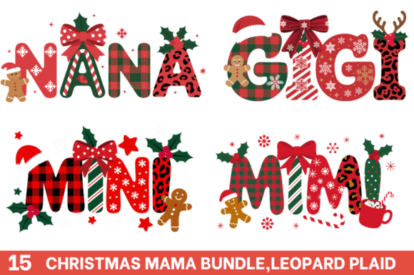 Christmas Mama PNG Bundle,Leopard Plaid: A Designer’s Take on Seasonal Illustrations