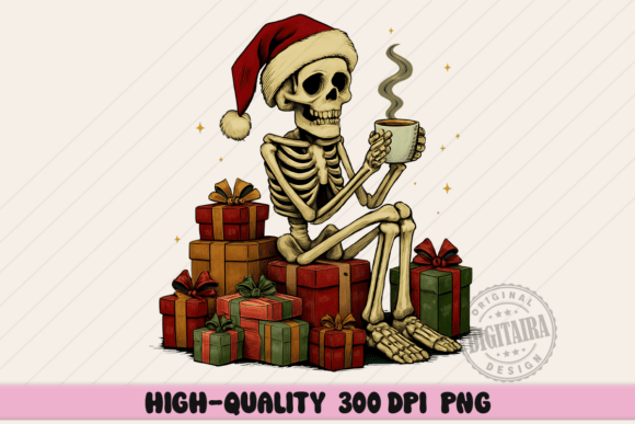 Christmas Santa Skeleton with Gifts Png Illustrations Review