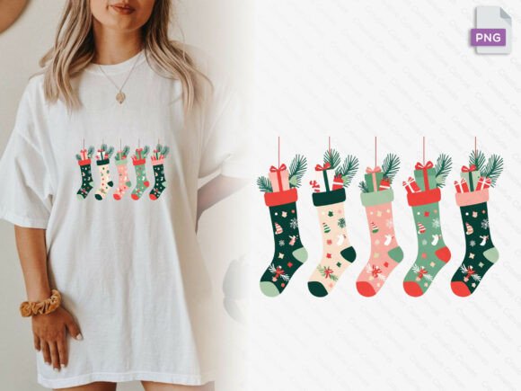 Christmas Socks Row Png: Illustrations for Brand Design