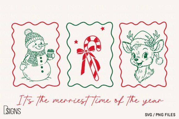 Christmas Svg Snowman Reindeer Line Art: Illustrations for Seasonal Branding