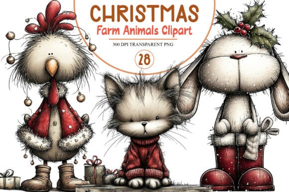 Farm Animals Christmas Clipart Review