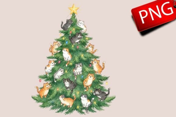 Funny Cat Christmas Tree Sublimation: A Publisher’s Review of Seasonal Illustrations