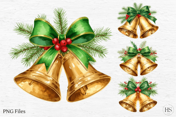 Green Christmas Bells, Jingle Bells Png