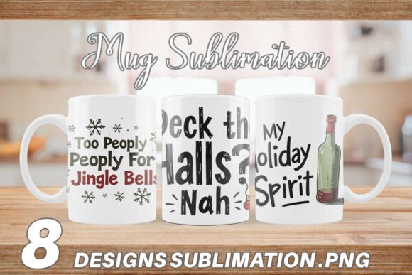 Introvert Grumpy Christmas Mug Wrap: Illustrations for Branding