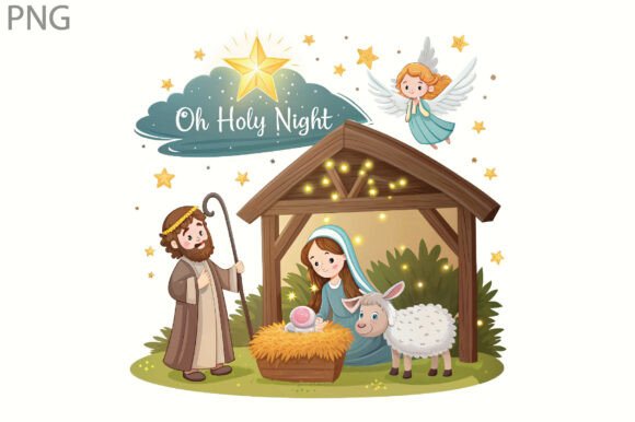 Oh Holy Night Nativity Scene Christmas Illustrations Review