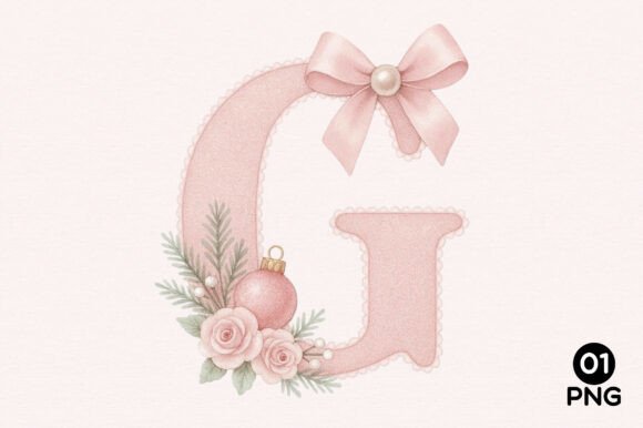 Pink Coquette Christmas Alphabet G PNG Review