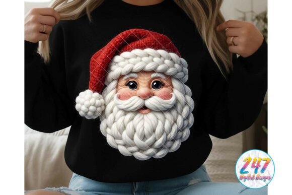 Santa Crochet Yarn Christmas PNG Vintage Illustrations