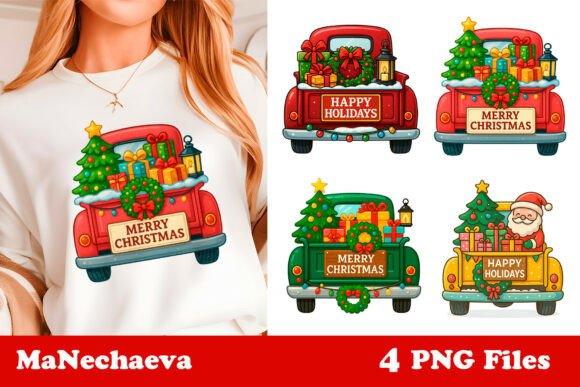 Vintage Christmas Truck Gift Clipart PNG: A Publisher’s Review of Seasonal Illustrations